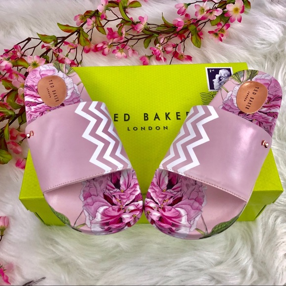 Ted Baker London Shoes - NWT TED BAKER Pink Floral Aveline Slide Sandal